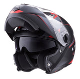 CASCO REBATIBLE LS2 370 EASY STRIP NEGRO Y ROJO